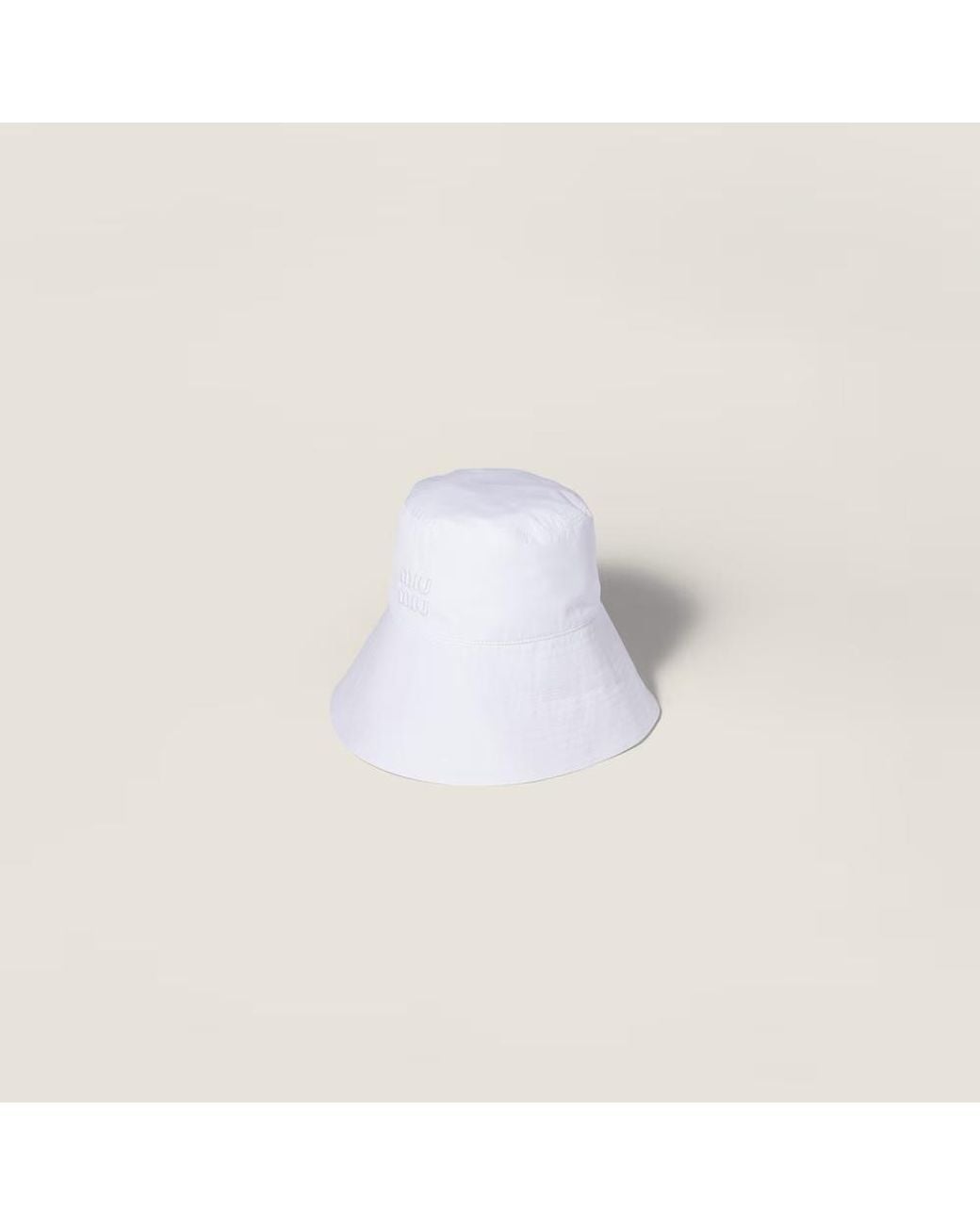 Miu Miu White Wide-Brimmed Poplin Bucket Hat