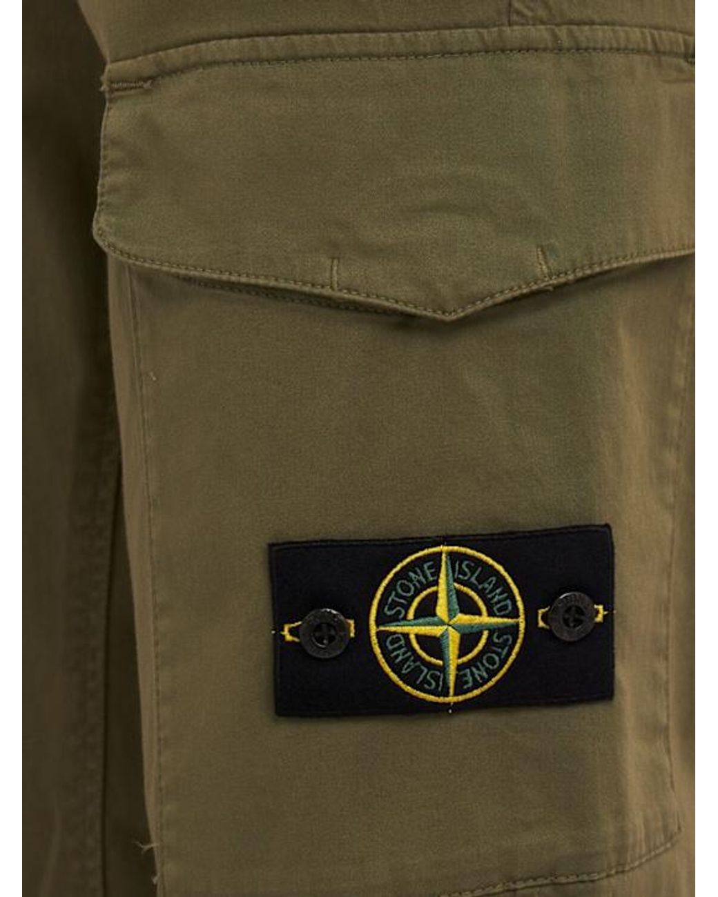 Stone Island Green Logo Cotton Regular Pants for men
