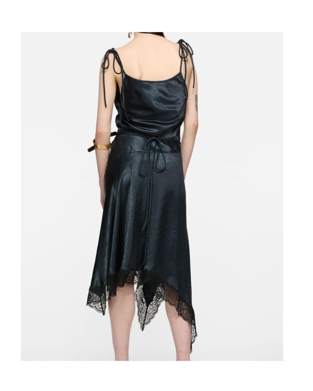 Acne Blue Satin Lace Dress
