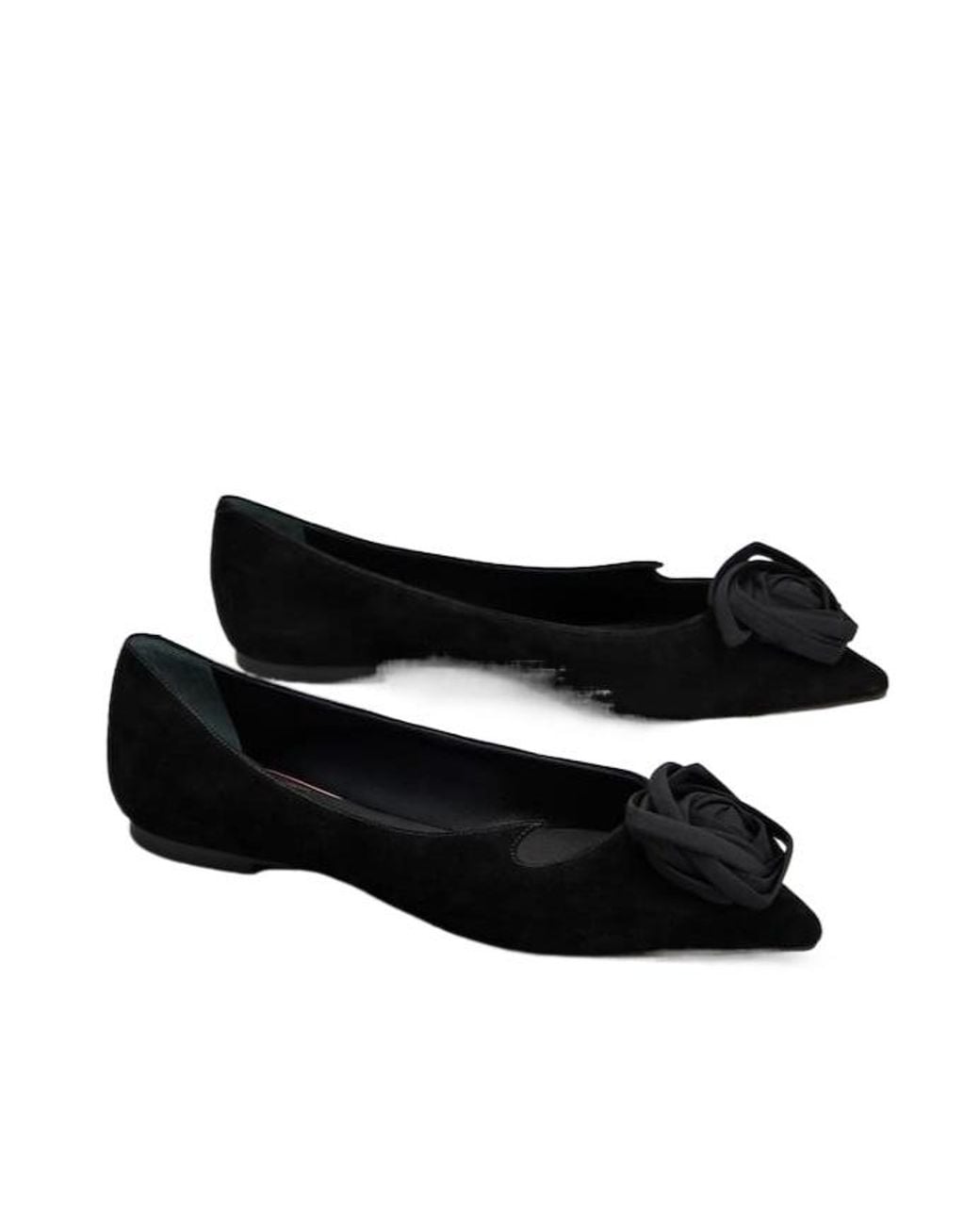 Roger Vivier Black Cut-Out Detailed Flat Shoes