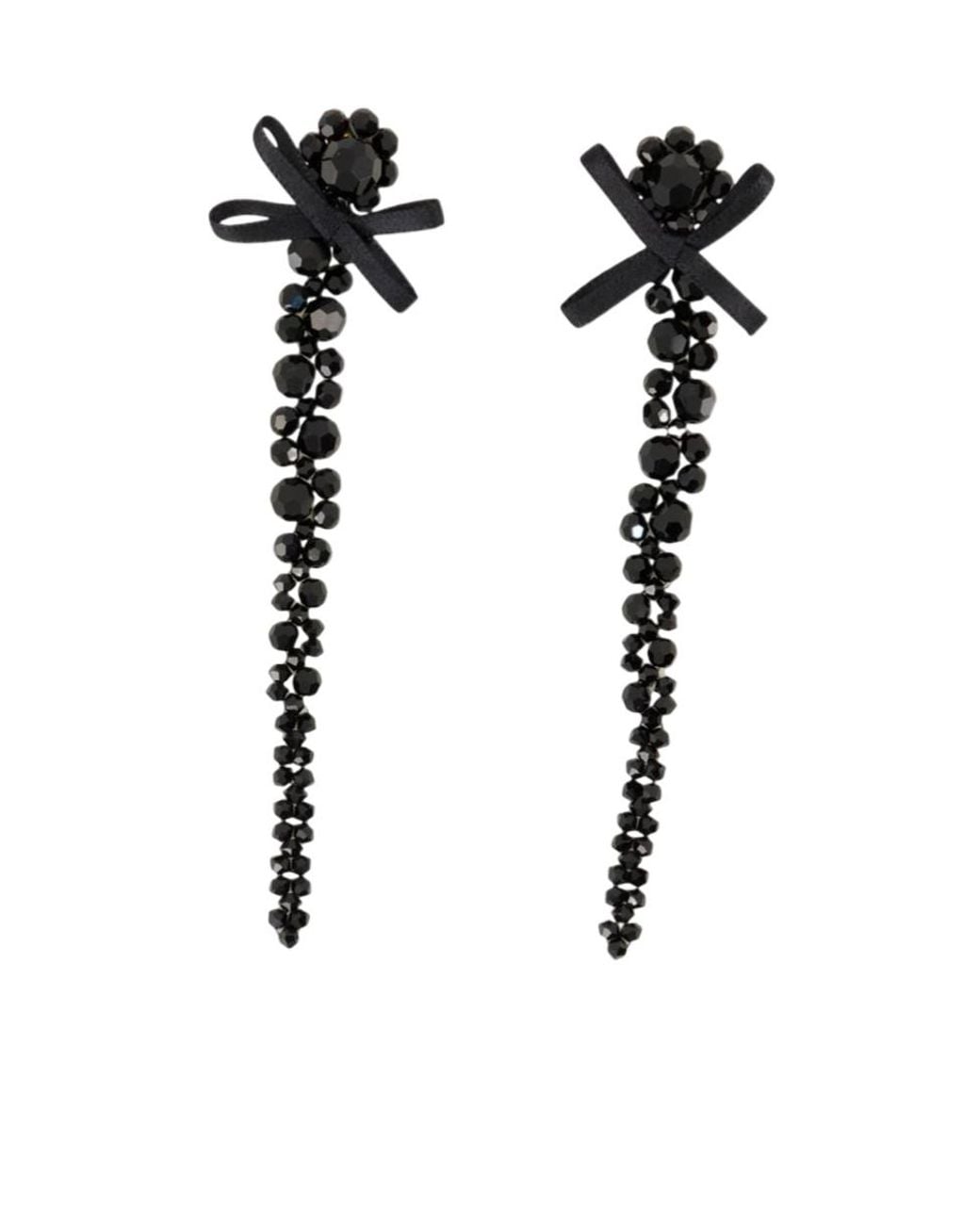 Simone Rocha Black Bow-Detail Embellished Earrings