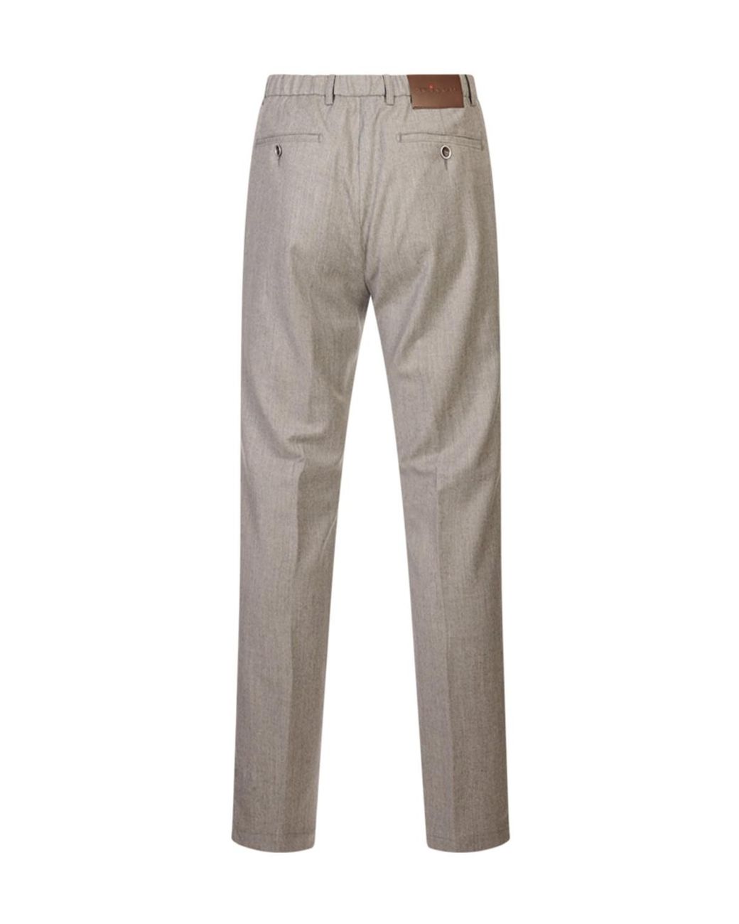 Kiton Gray Logo-Patch Straight-Leg Trousers for men