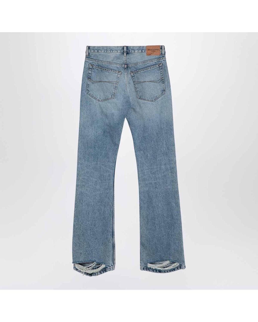 Balenciaga Blue Destroyed Straight-Leg Jeans