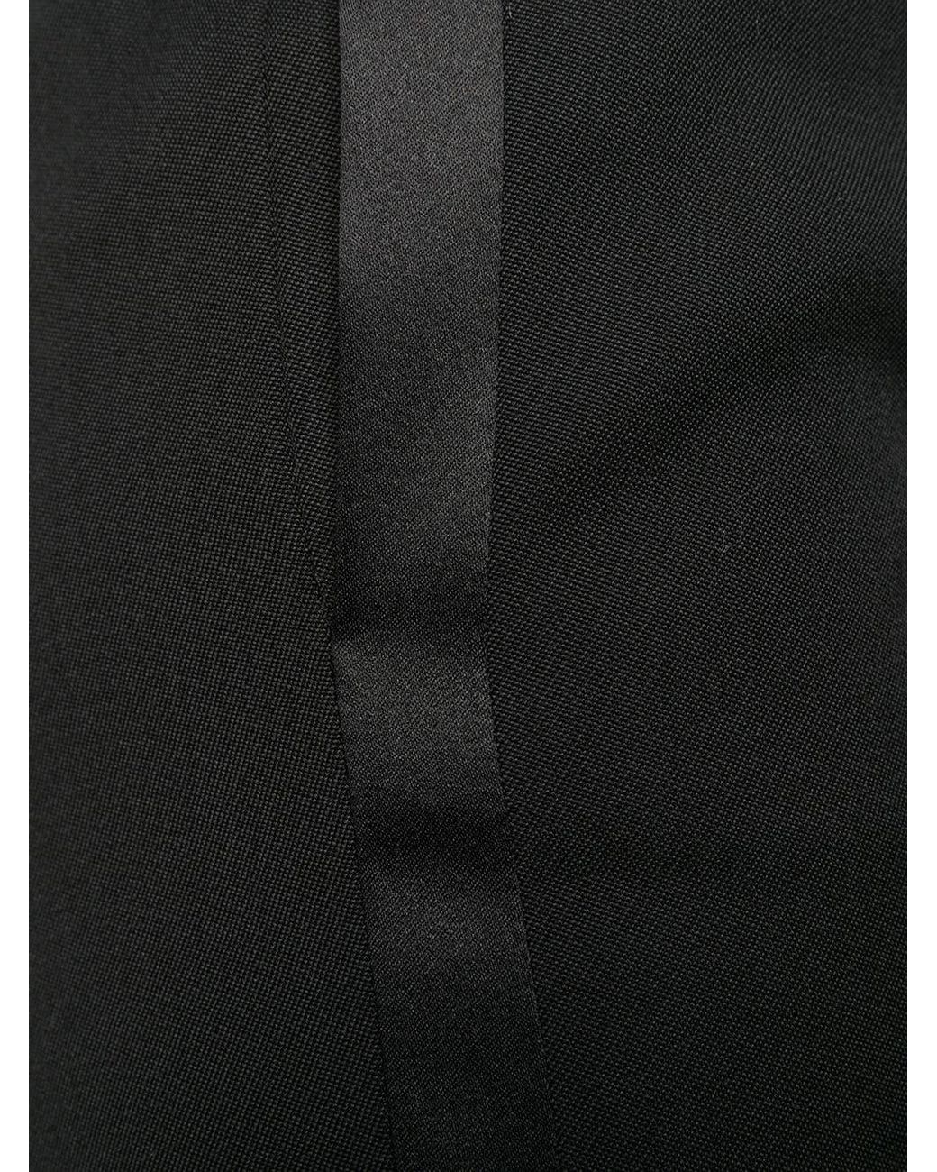 Saint Laurent Black Tuxedo Straight Leg Pants