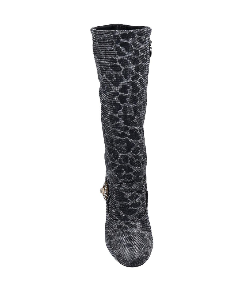 Dolce & Gabbana Black Leopard Print Block Heel Ankle Boots