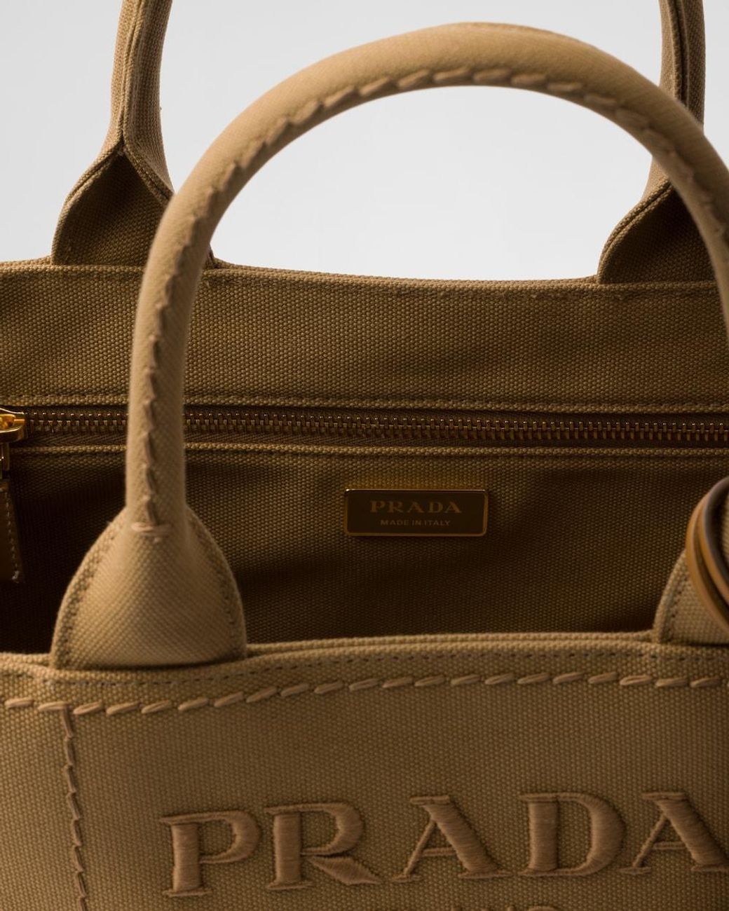 Prada Brown Jardinière Large Cotton Canvas Handbag