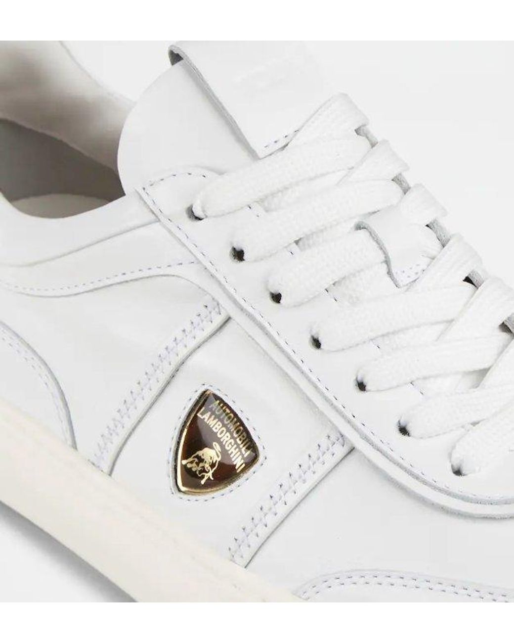 Tod's White Automobili Lamborghini Panelled Lace-Up Leather Sneakers for men