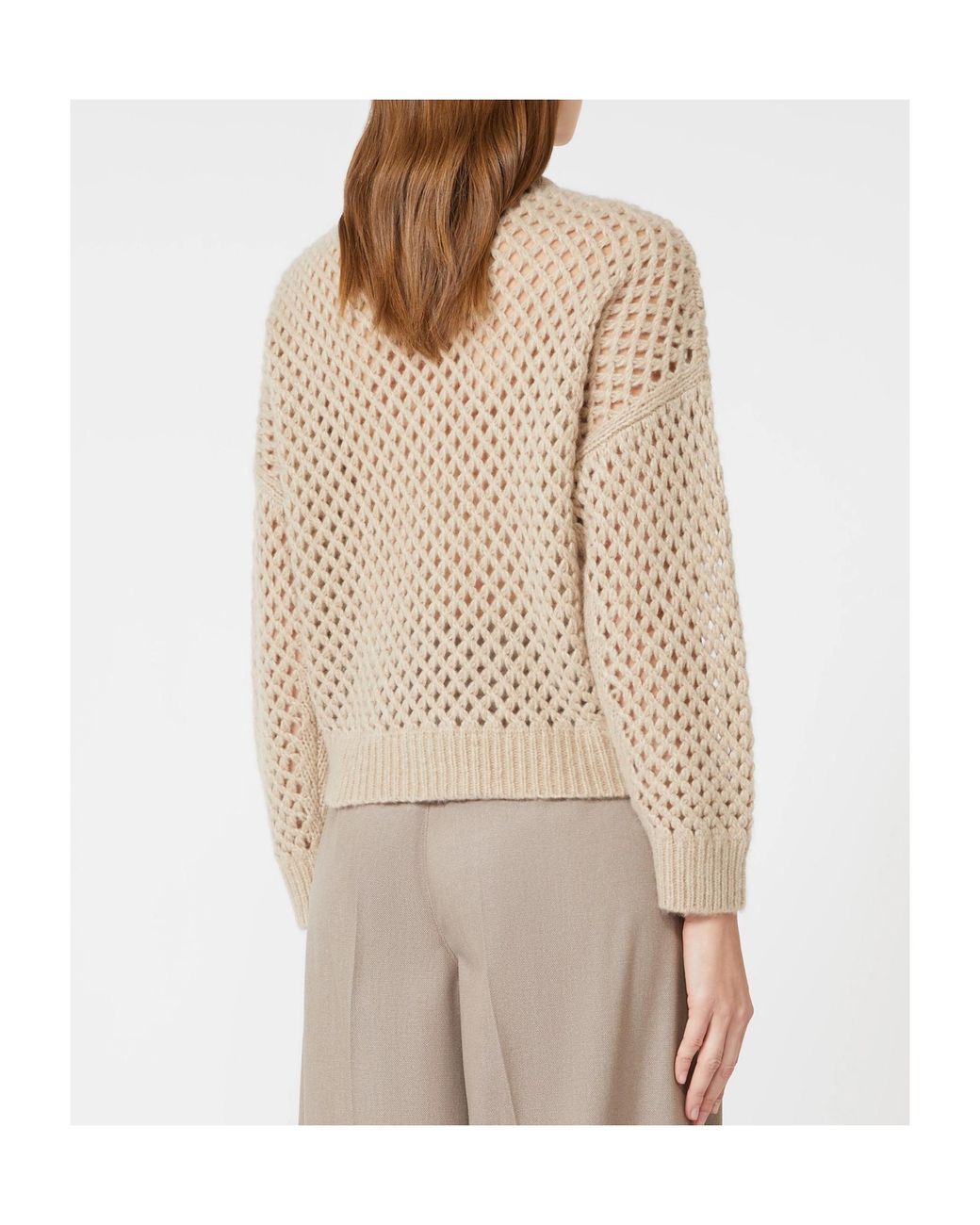 Max Mara Natural Essen Perforated Crewneck Jumper