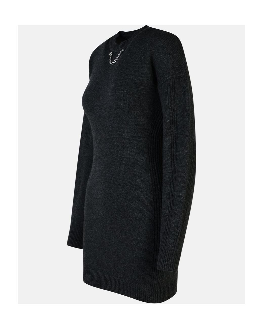 Moschino Black Jeans Chain Detailed Drop Shoulder Knitted Dress