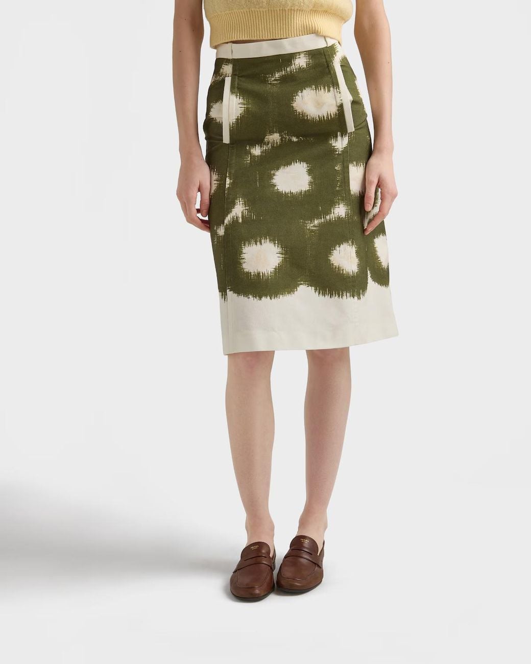 Prada Green Printed Canvas Skirt