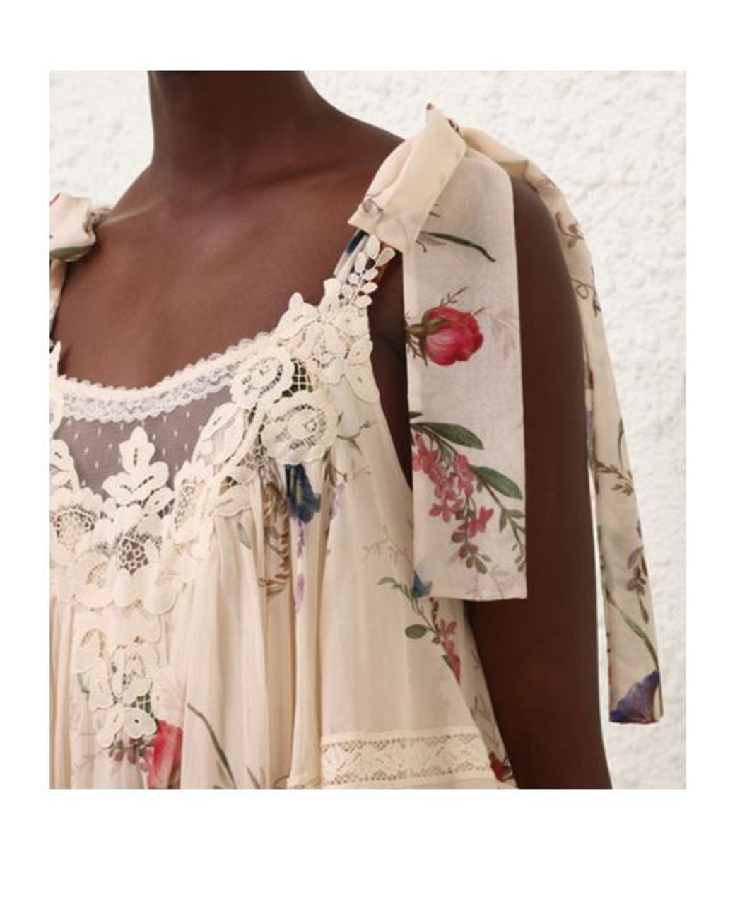 Zimmermann Pink Floral Lace-Trim Mini Dress