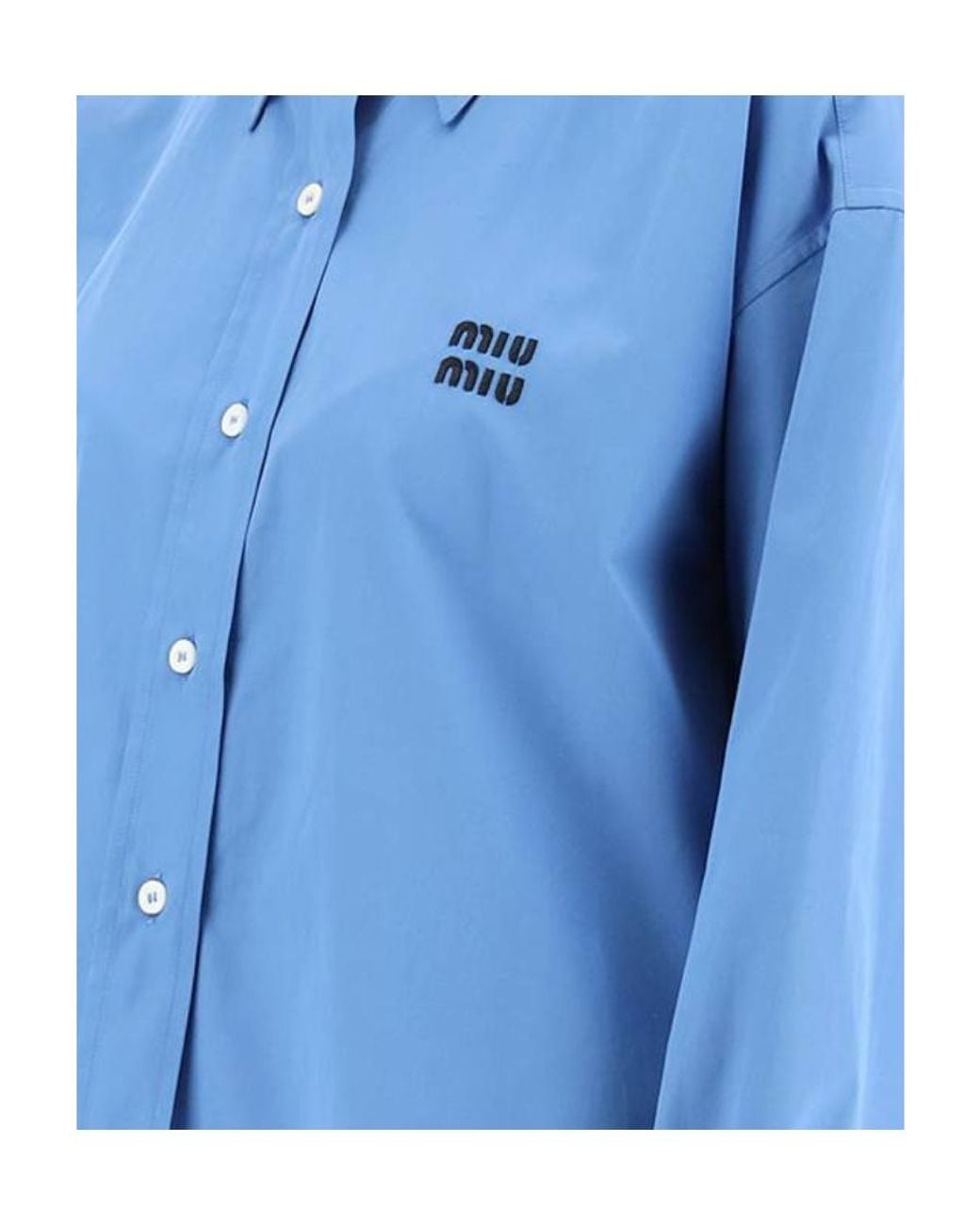 Miu Miu Blue Logo-Embroidered Buttoned Shirt