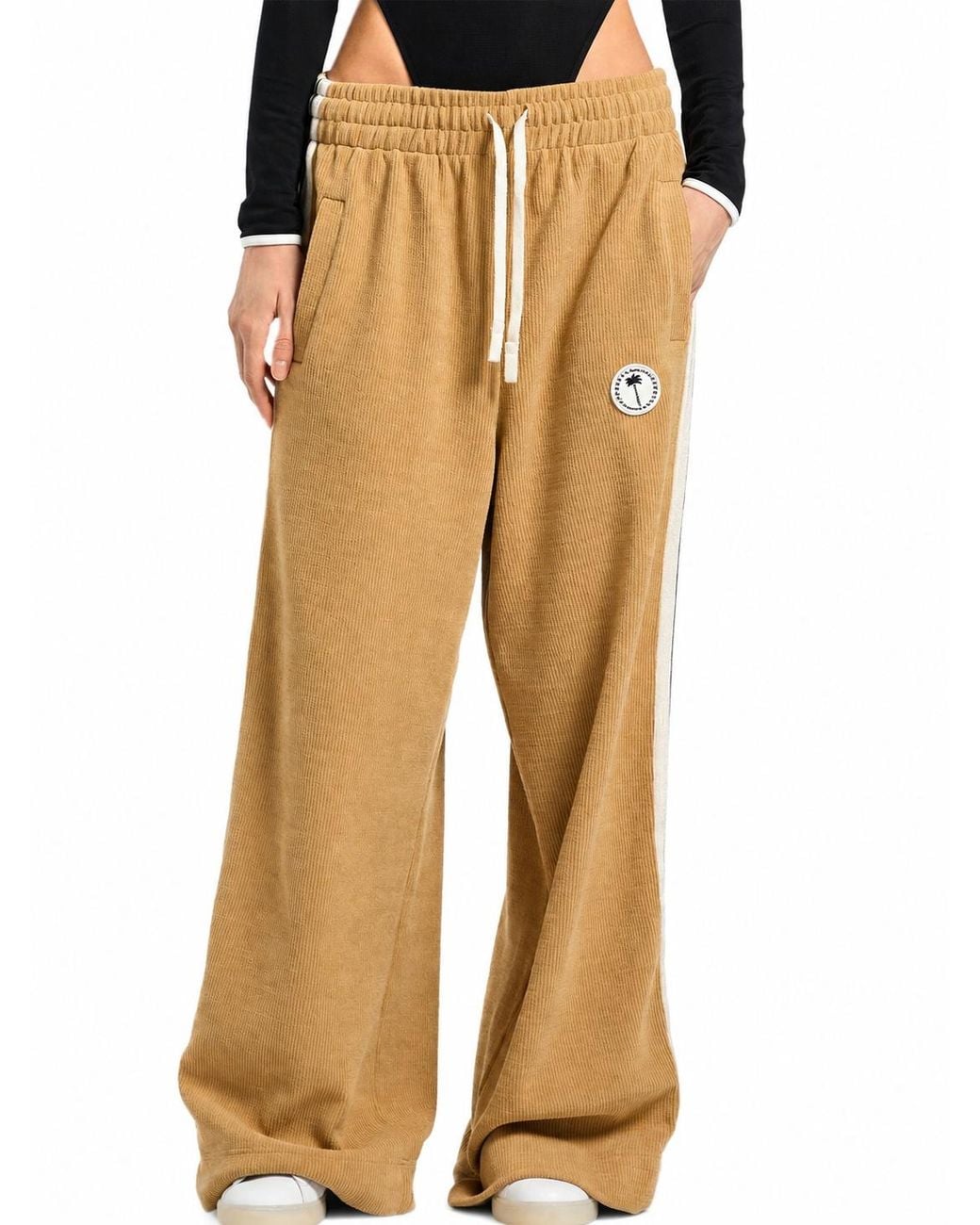 Palm Angels Natural Drawstring Athletic Pants