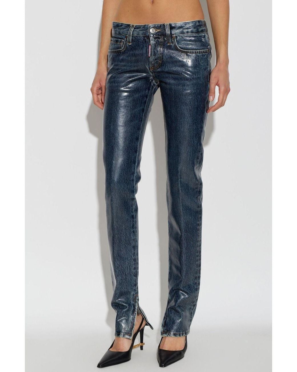 DSquared² Blue Coated Skinny Jeans