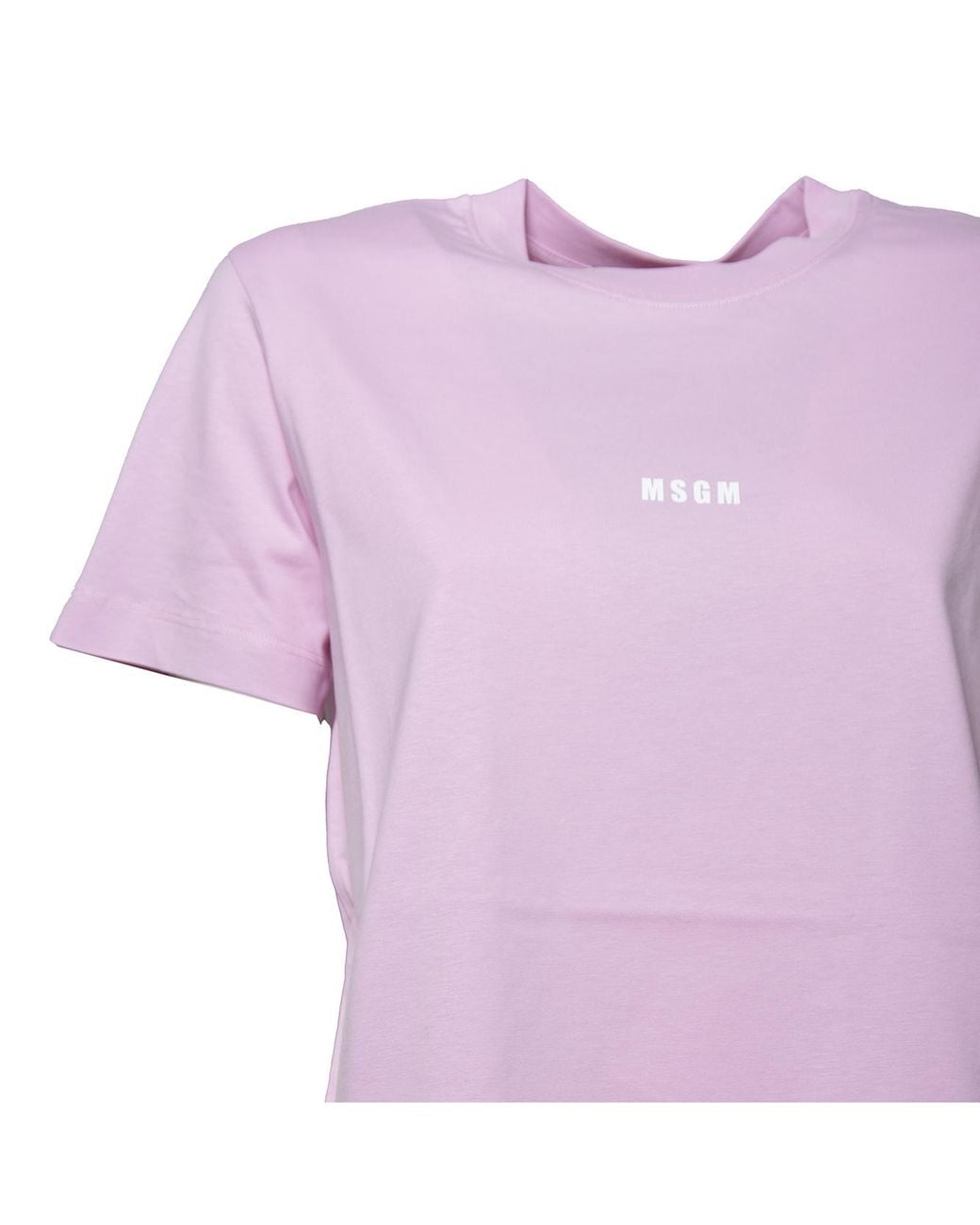MSGM Purple Logo-Printed Crewneck T-Shirt