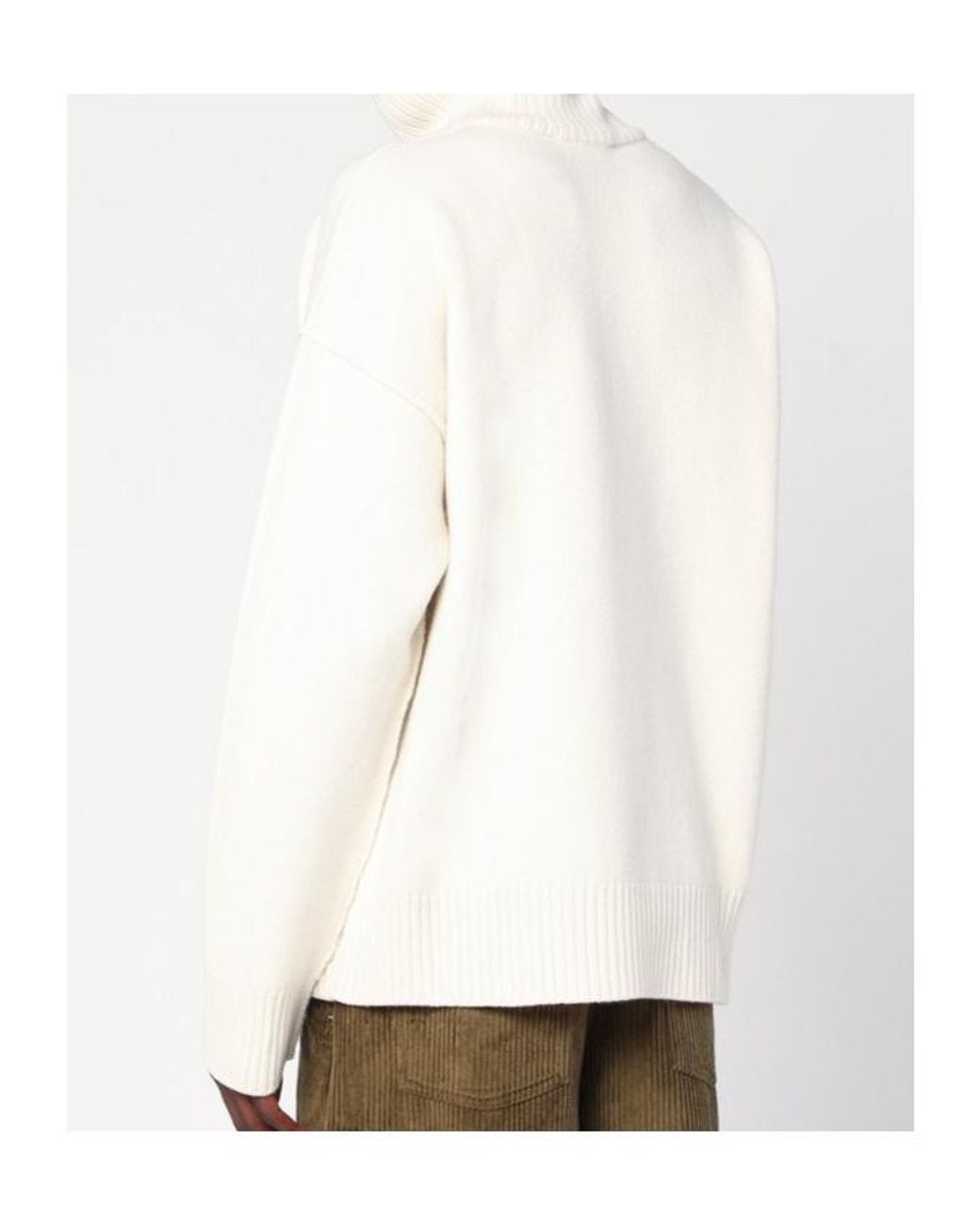 AMI White Ami De Coeur Funnel Neck Sweater for men