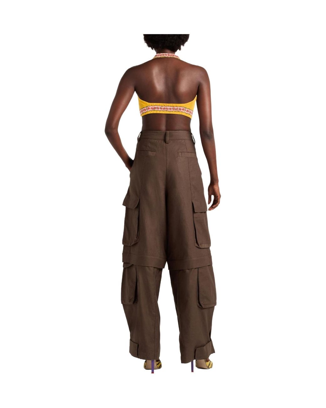 Farm Rio Orange Floral Sleeveless Camisole Crop Top