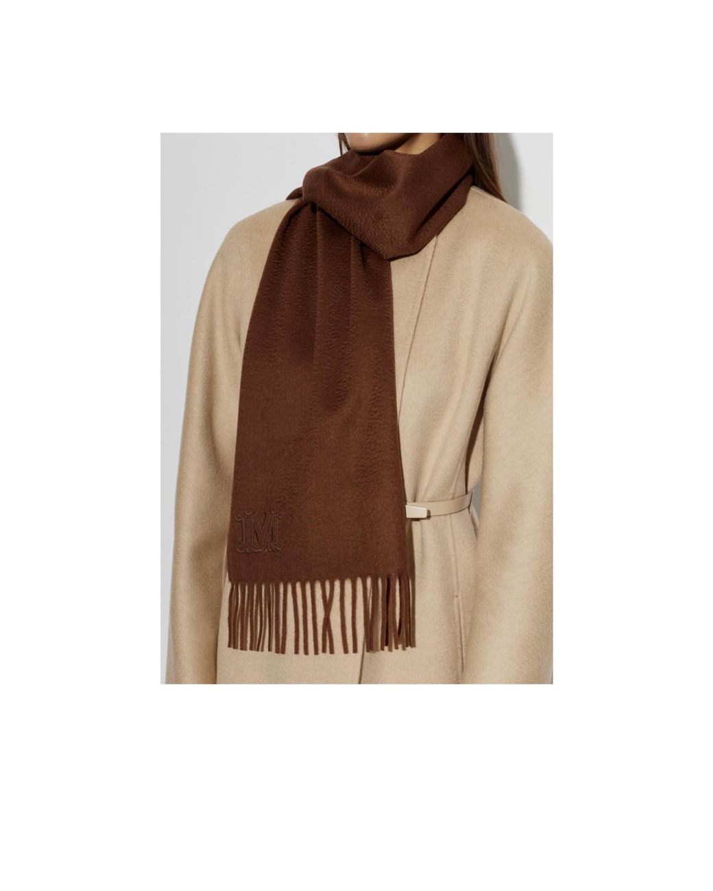 Max Mara Brown Tasseled Scarf