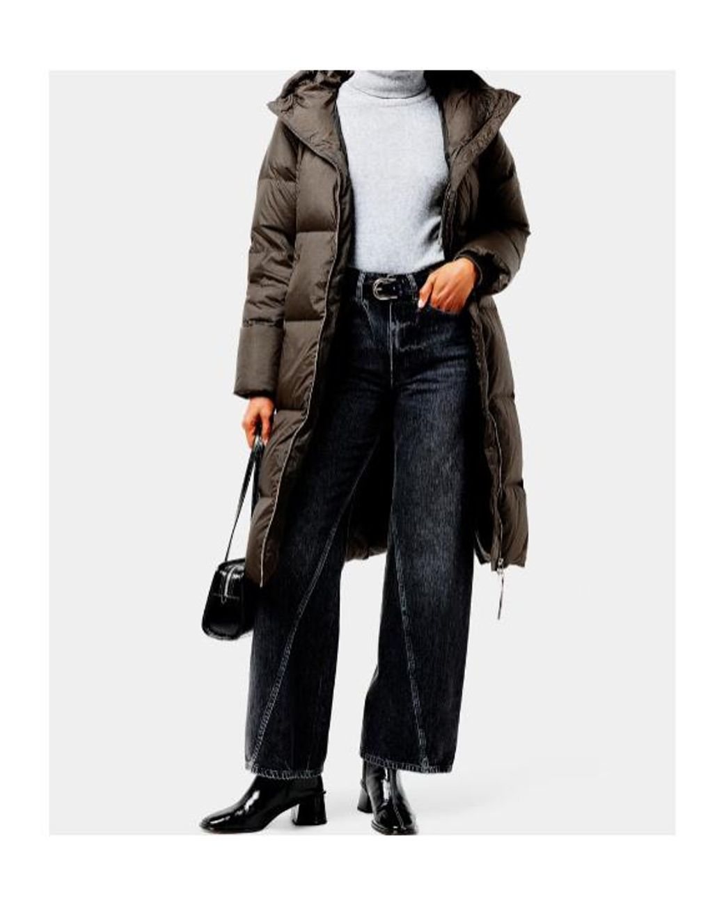 Varley Gray Long-Sleeved Long Cotton Coat