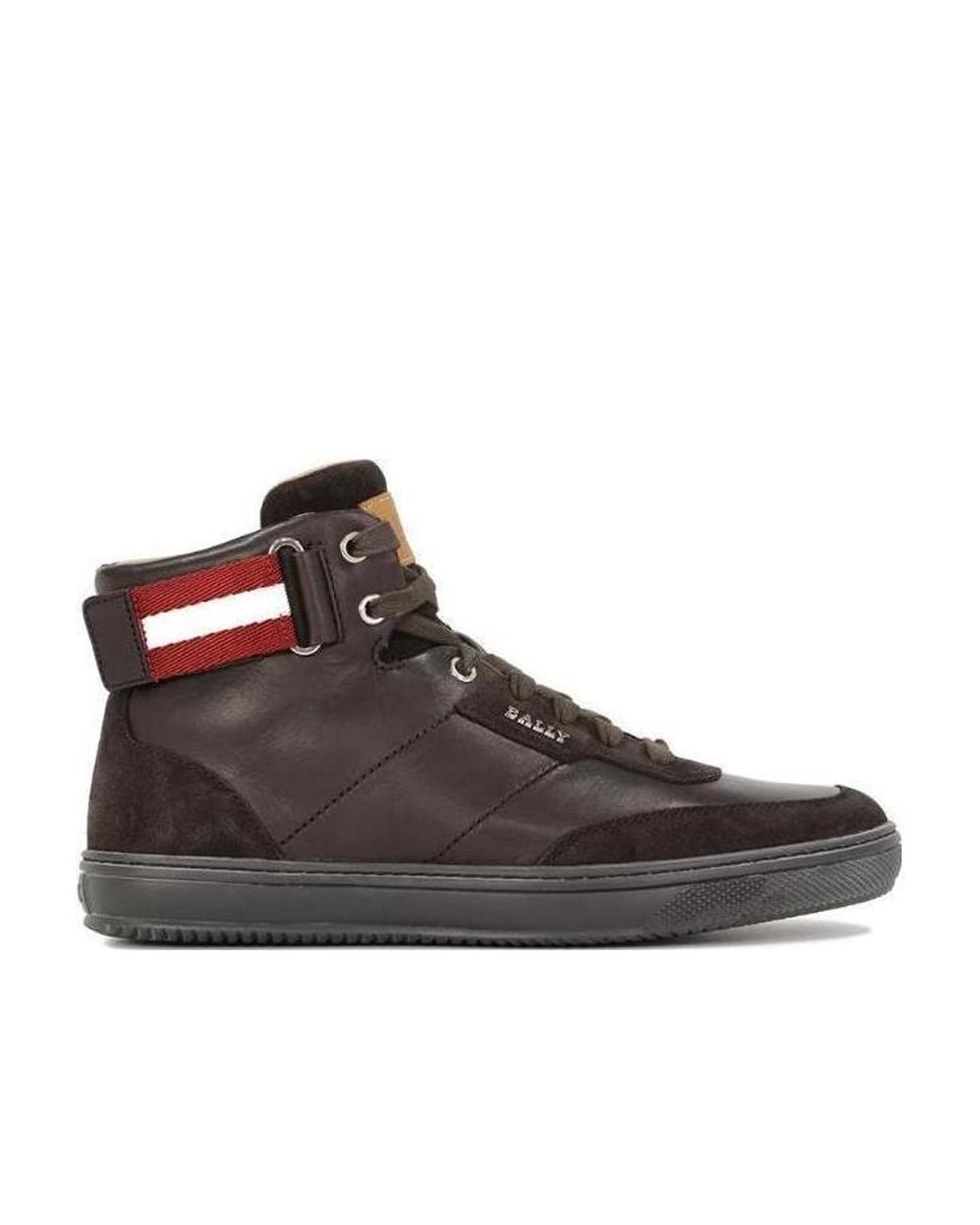 Bally Brown Logo High-Top Sneakers for men