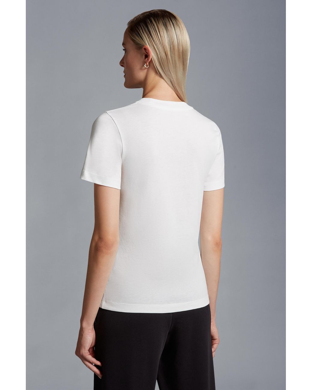 Moncler White Logo Embellished Crewneck T-Shirt