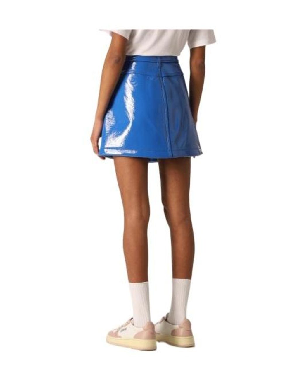 DIESEL Blue Button-Front Coated Mini Skirt