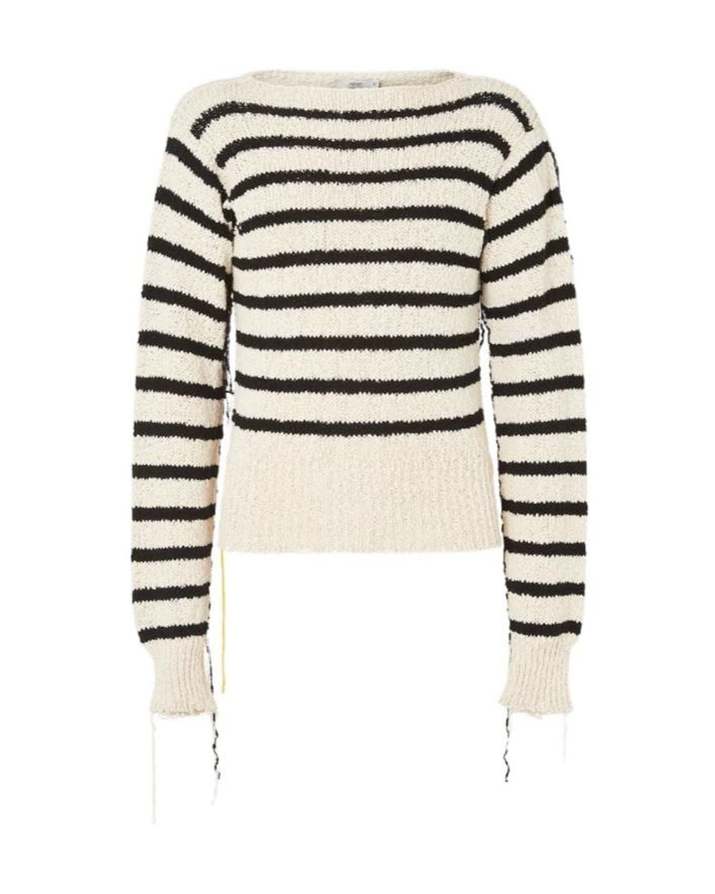 Fendi Black And Ivory Striped Cotton Jumper for men