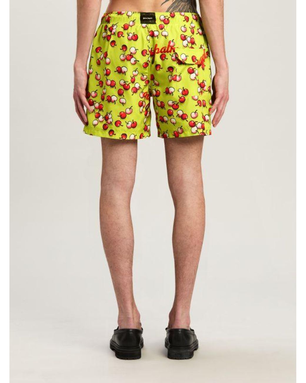 Palm Angels Yellow Cherries Printed Drawstring Swimshorts for men