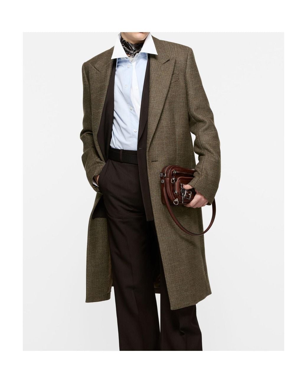 Acne Brown Wool Single-Breasted Coat for men