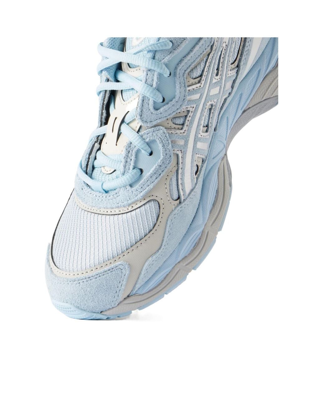 Asics Blue Suede-Trimmed Mesh Sneakers