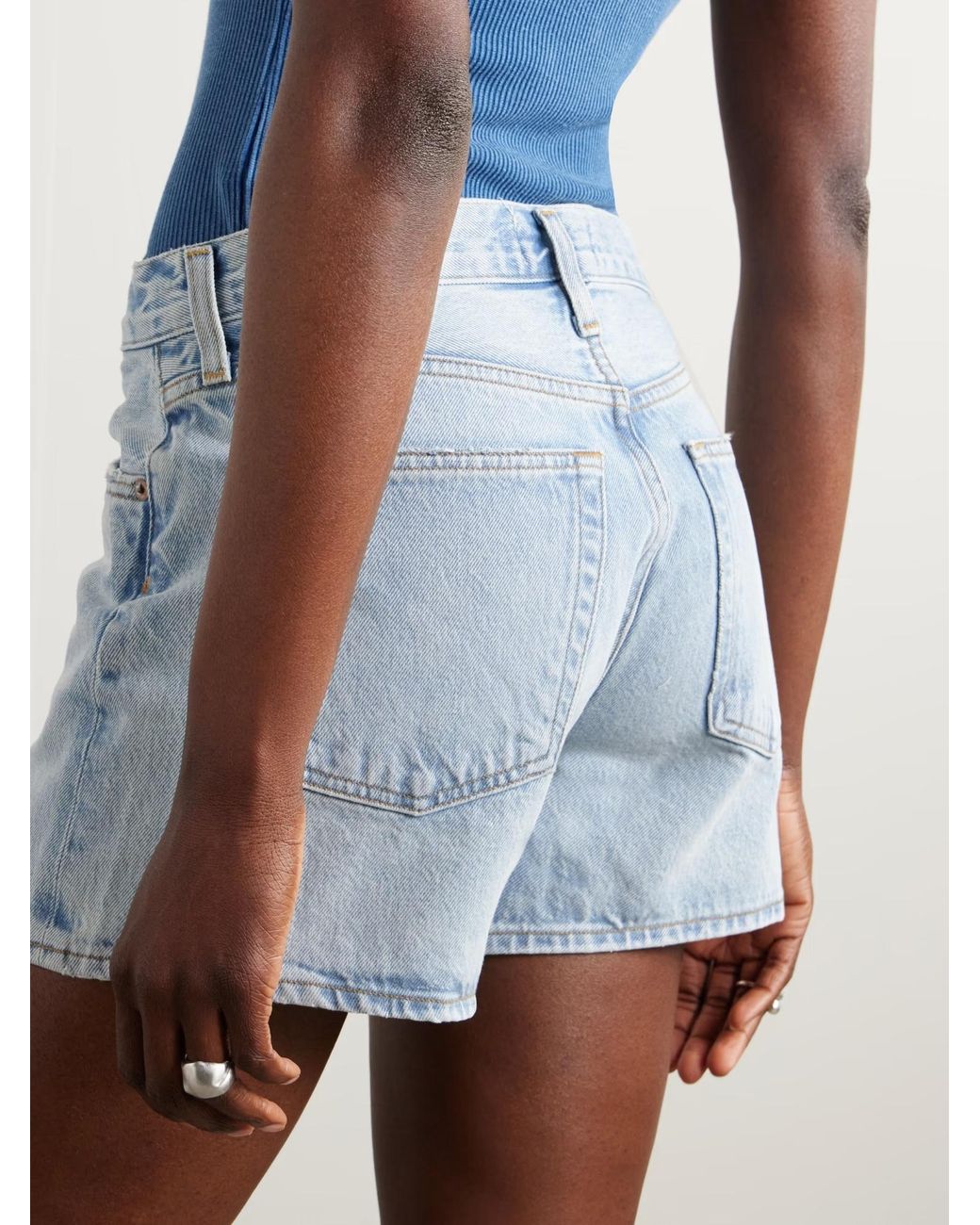 Agolde Blue Denim Shorts With Belt Loops