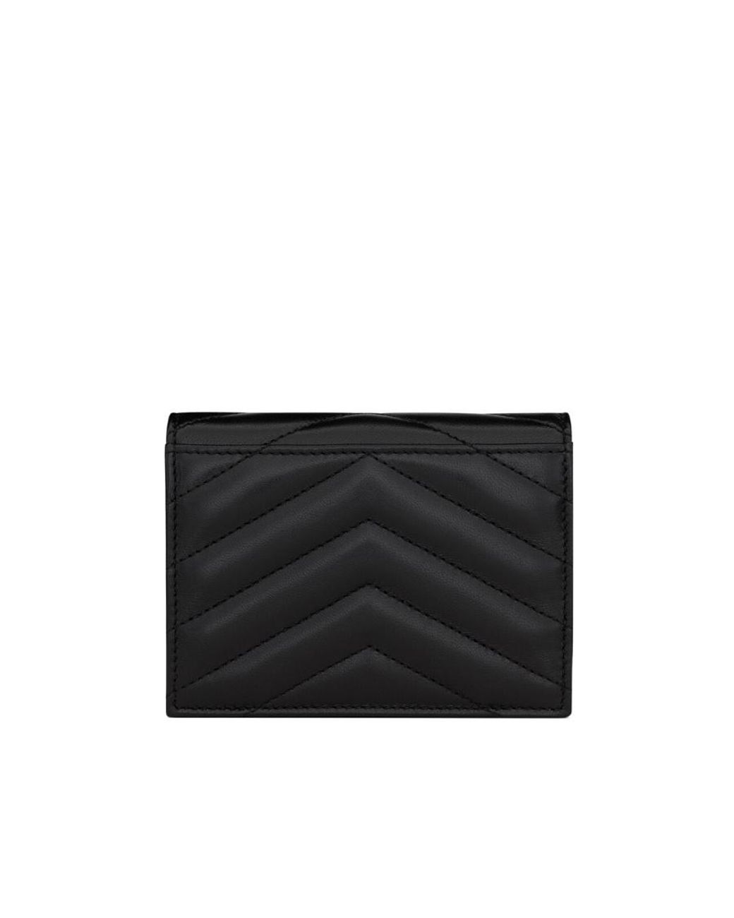 Saint Laurent Black Cassandre Matelassé Flap Card Case