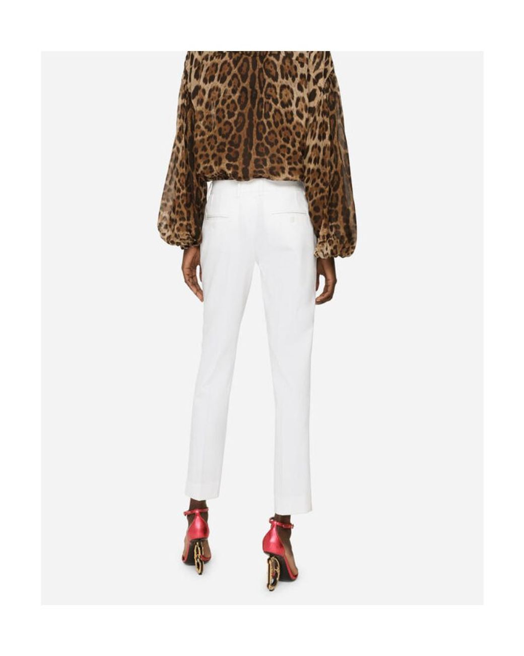 Dolce & Gabbana White Logo Casual Pants