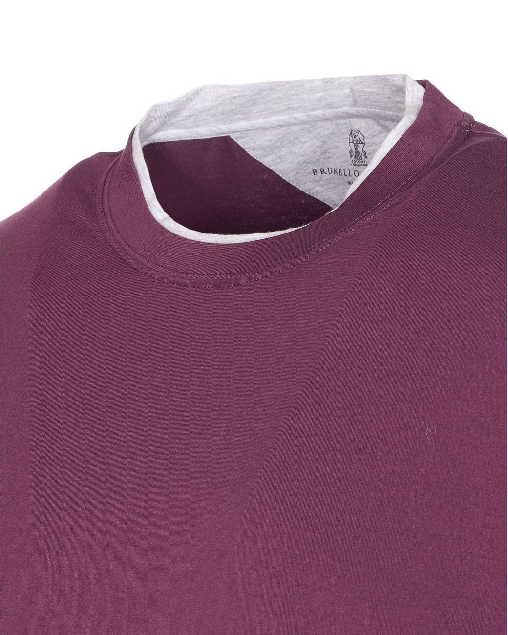 Brunello Cucinelli Purple Layered-Effect Crewneck T-Shirt for men