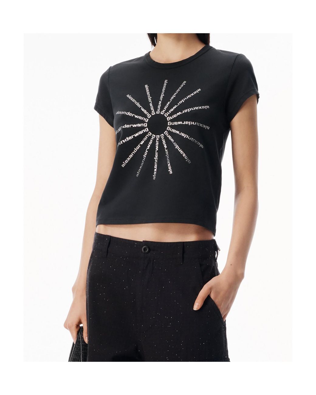 Alexander Wang Black Logo Detailed Crewneck T-Shirt