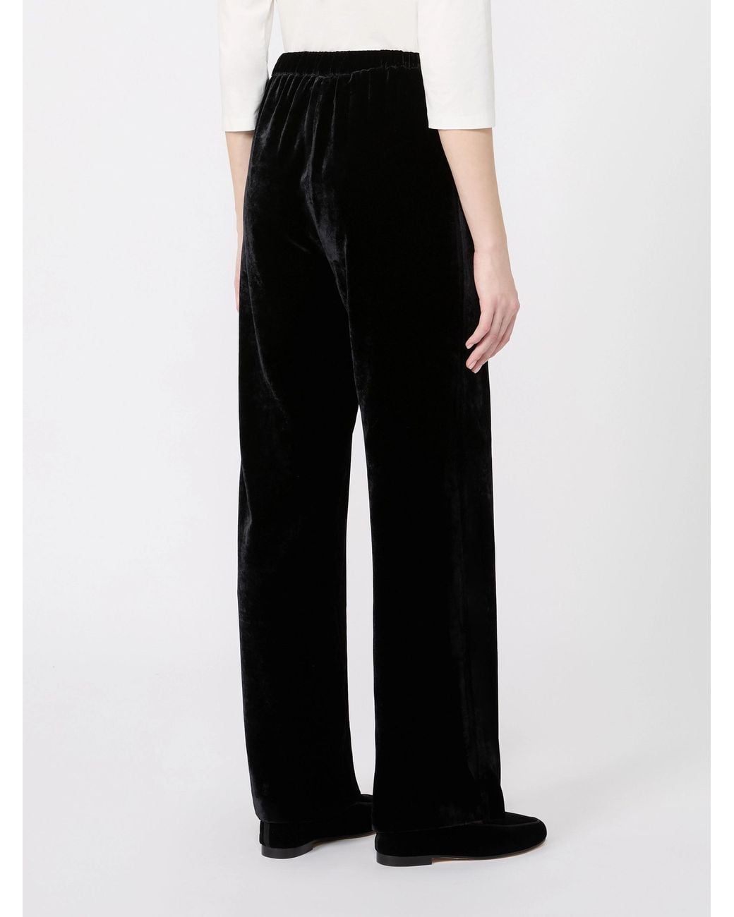 Weekend by Maxmara Black Velvet Palazzo Trouser
