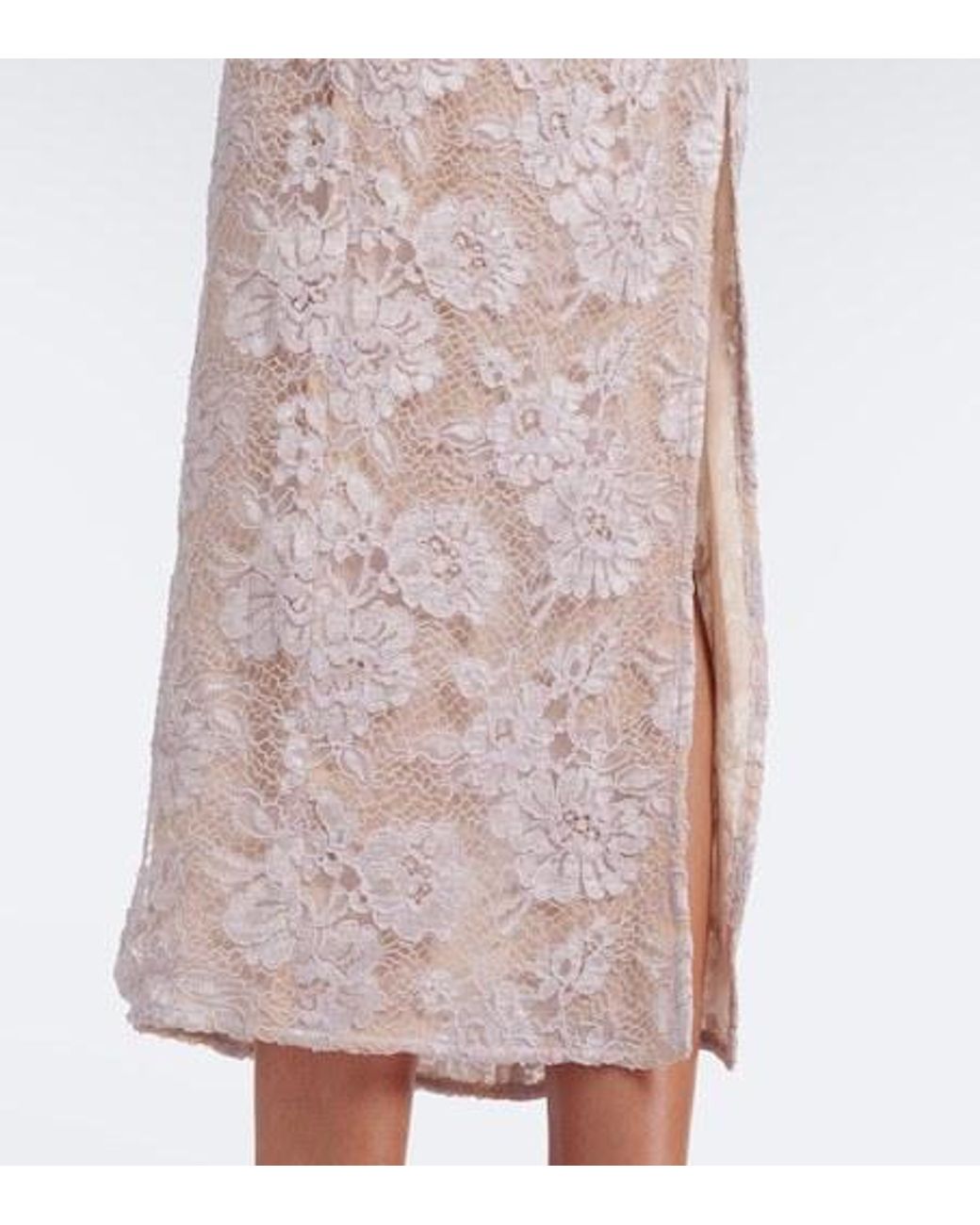 Alessandra Rich White Ruffled Sequined Lace Slip Dress