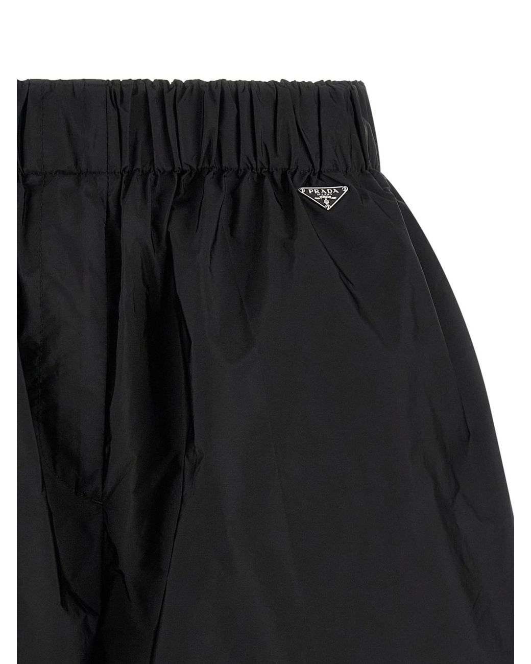Prada Gray Logo Plaque Elasticated-Waistband Shorts