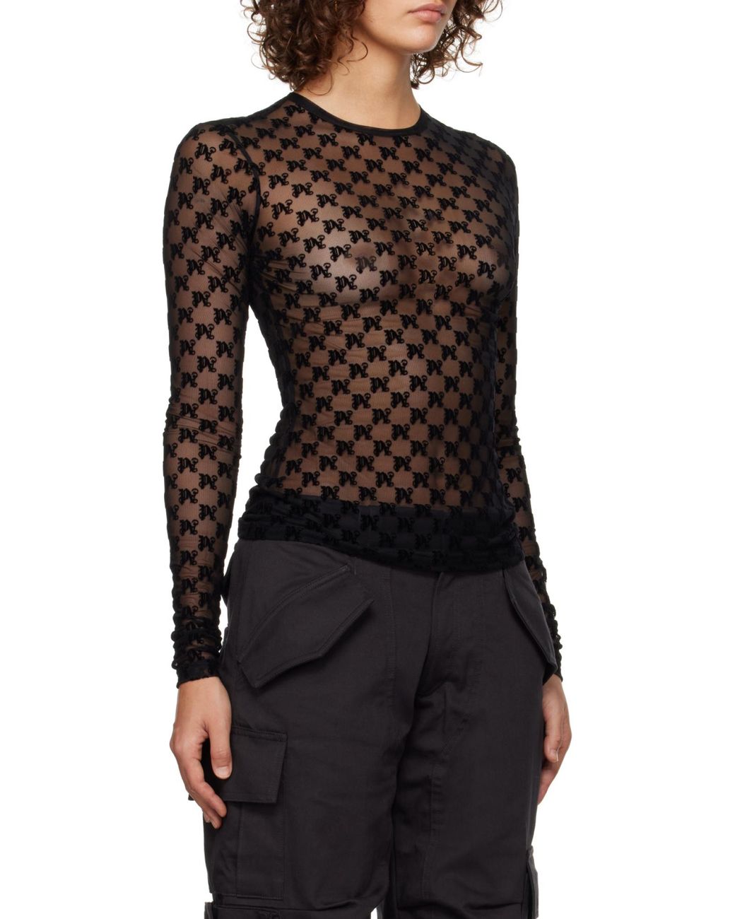 Palm Angels Black Long Sleeve Tops
