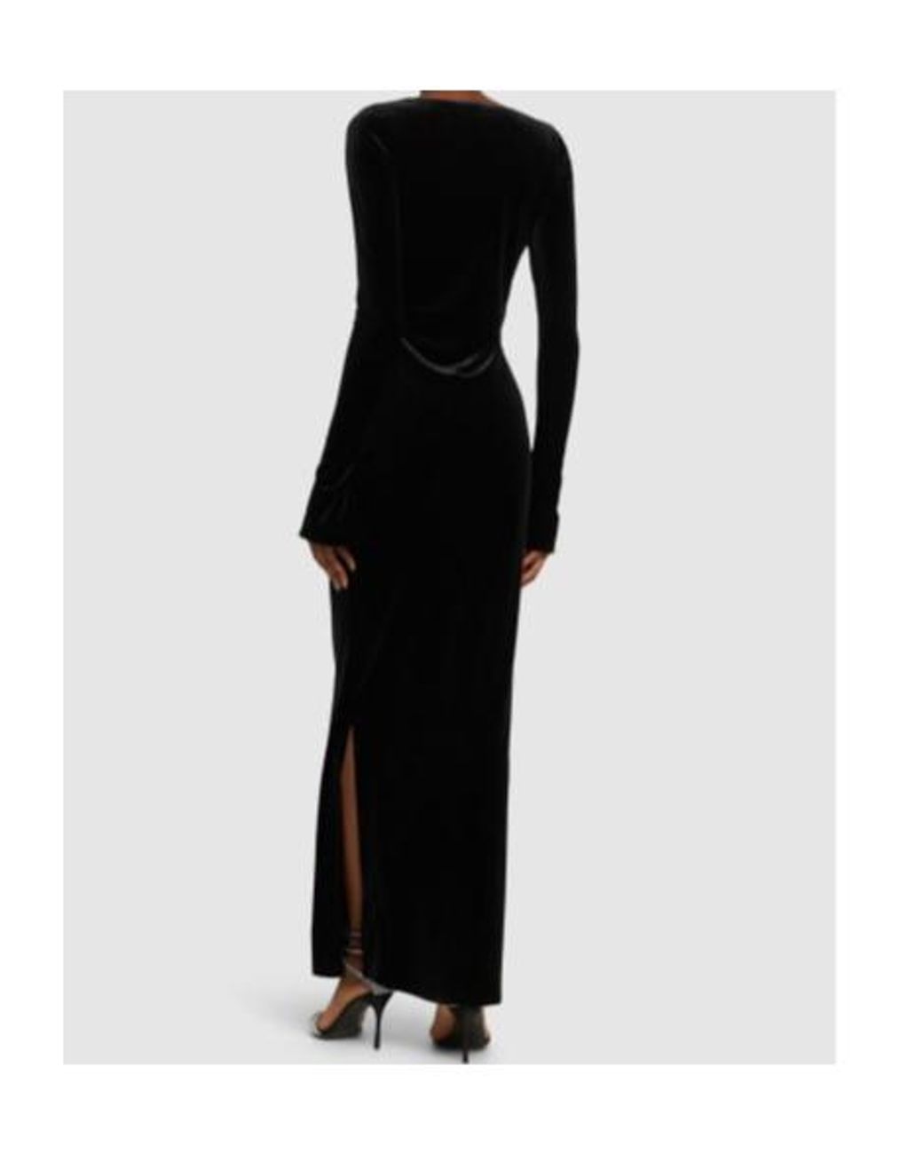 16Arlington Black Solaria Velvet Midi Dress