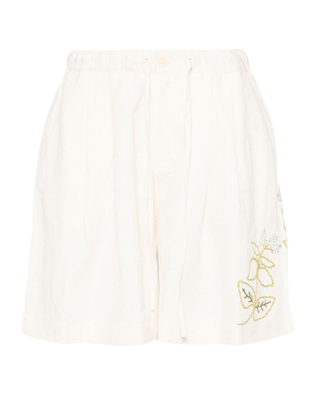 STORY mfg. White Bridge Floral-Embroidered Shorts for men