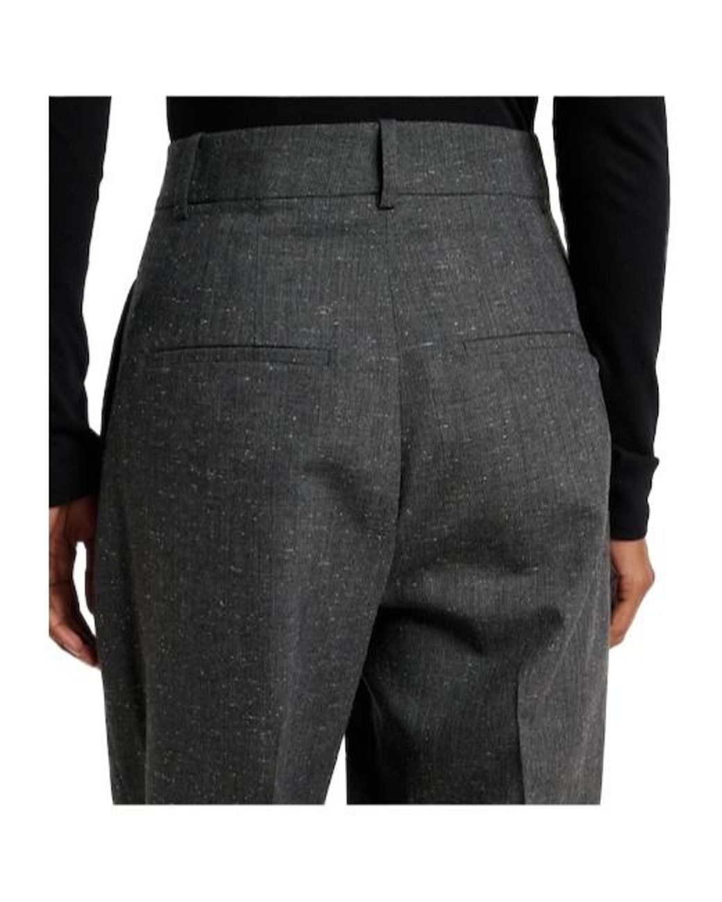 Rohe Gray Pleated Wool-Blend Straight Pants