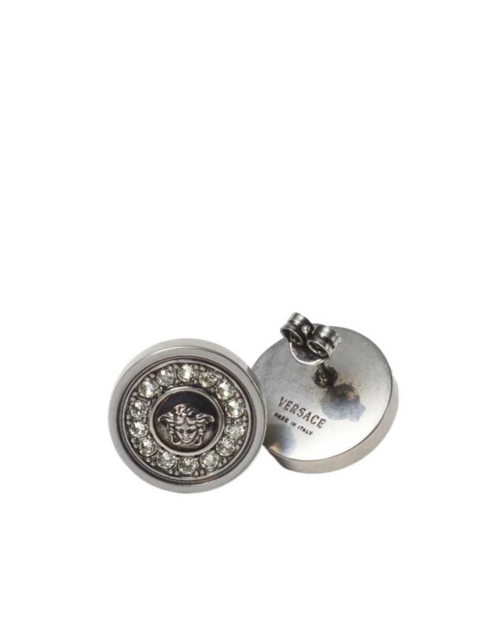 Versace Metallic Crystal Medusa Stud Earrings
