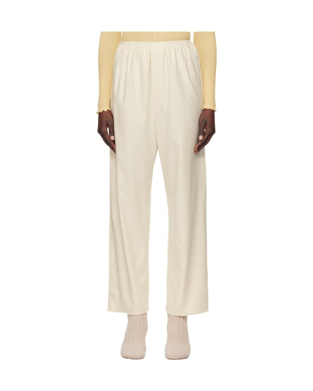 Baserange Natural Elasticated-Waist Silk Palazzo Pants