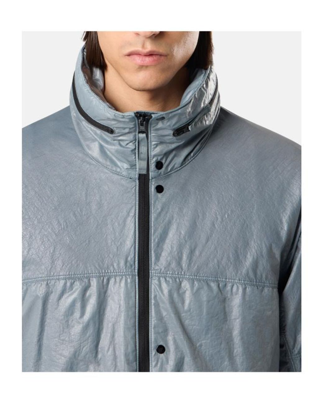 Stone Island Blue Hooded Jacket With Water-Resistant Membrane for men