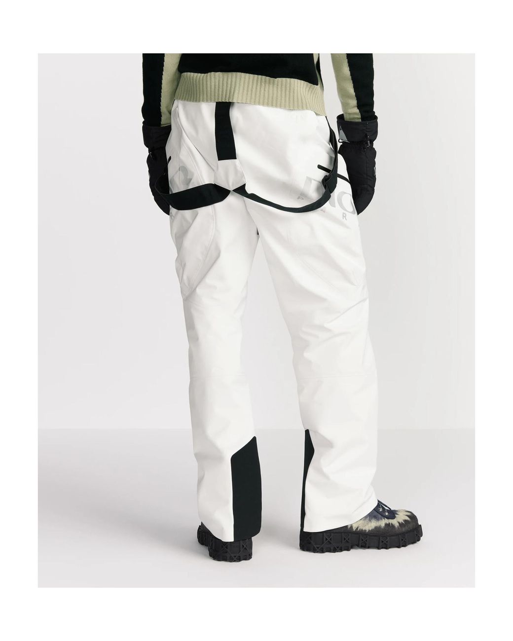 Dior White And Descente Ski Pants With Suspenders for men