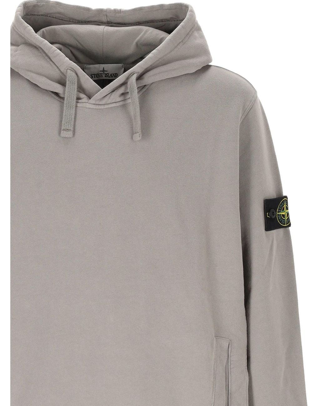 Stone Island Gray Brushed Adjustable Hood Hoodie for men