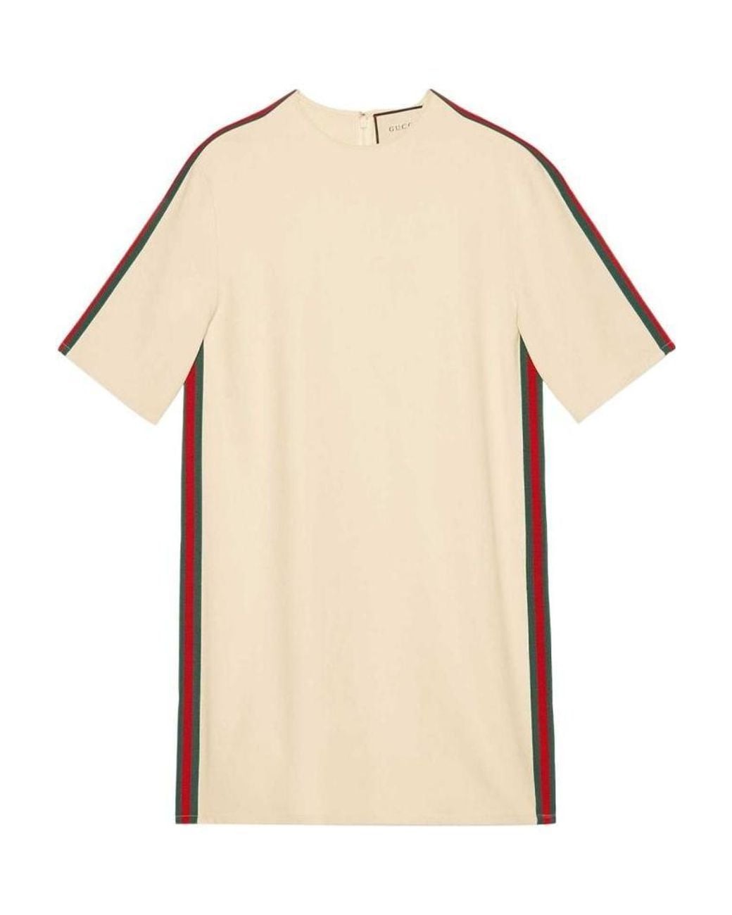 Gucci Natural Striped Round Neck Dress