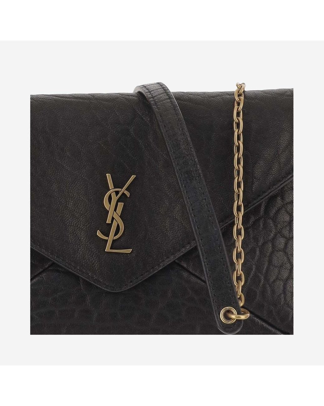Saint Laurent Black Cassandre Small Chain Pouch
