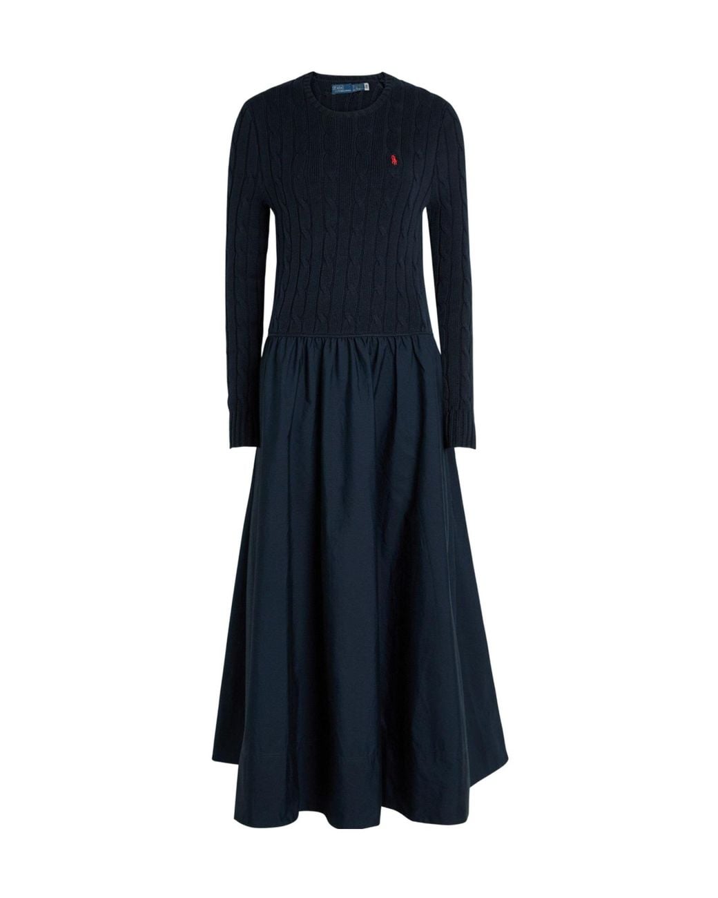 Polo Ralph Lauren Blue Patchwork Mid-Length Dress